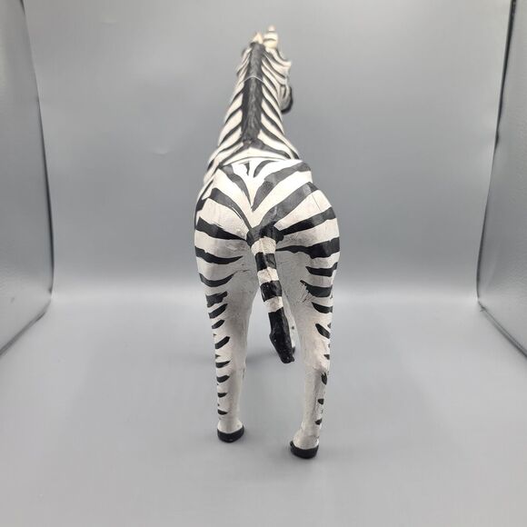 Leather Wrapped African Zebra Paper Mache Figure Statue Made In India - Picture 6 of 16